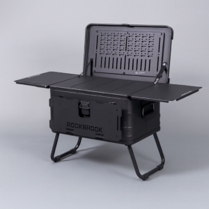 Home portable foldable camping table multi storage box 50l with stand black